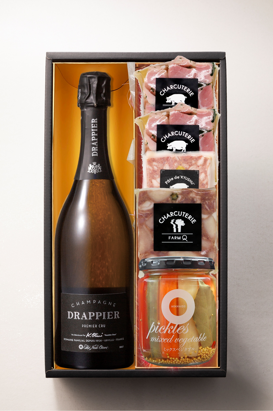 シャンパーニュ(ドラピエ)とシャルキュトリー3種セット